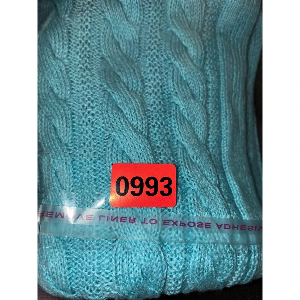 Talbots Cable Knit Scarf Women OS Turquoise Blue Extra Long Soft Cozy Winter
